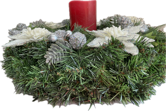 White Poinsettia Centerpiece